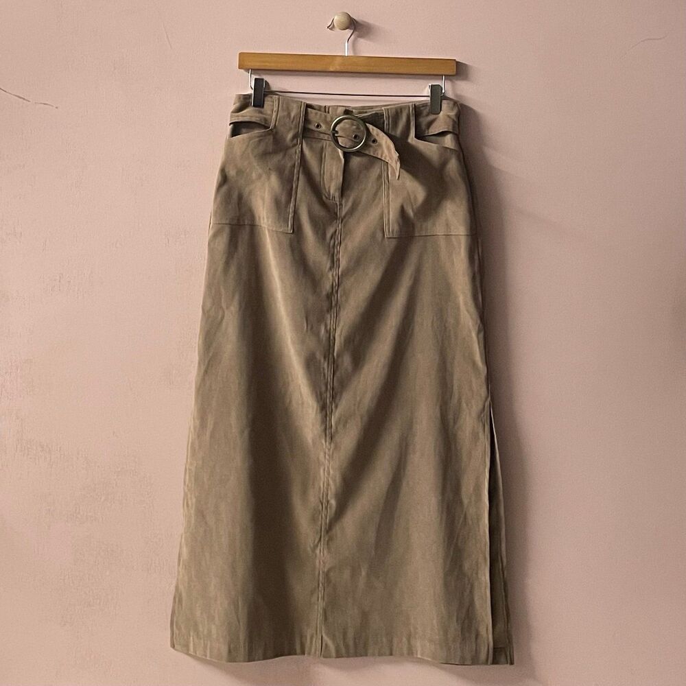 Vintage Y2K Exact Change Tan Belted Maxi Skirt Size 7 EUC